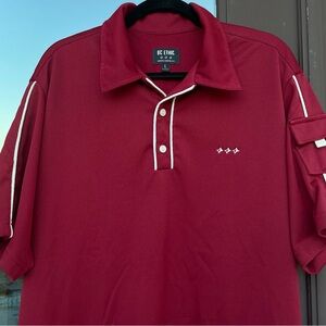 BC Ethic Red with White Piping Retro Lounge Shirt L